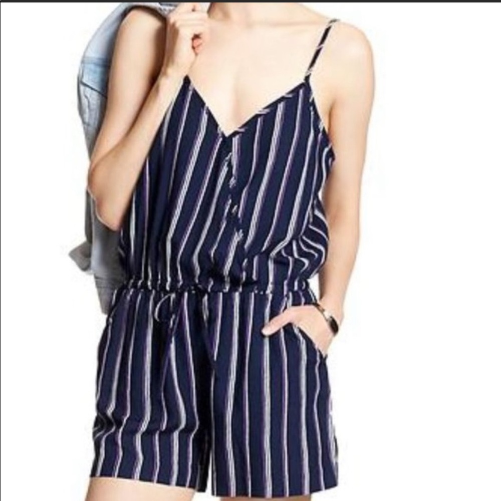 Banana Republic Blue and Purple Striped Romper
